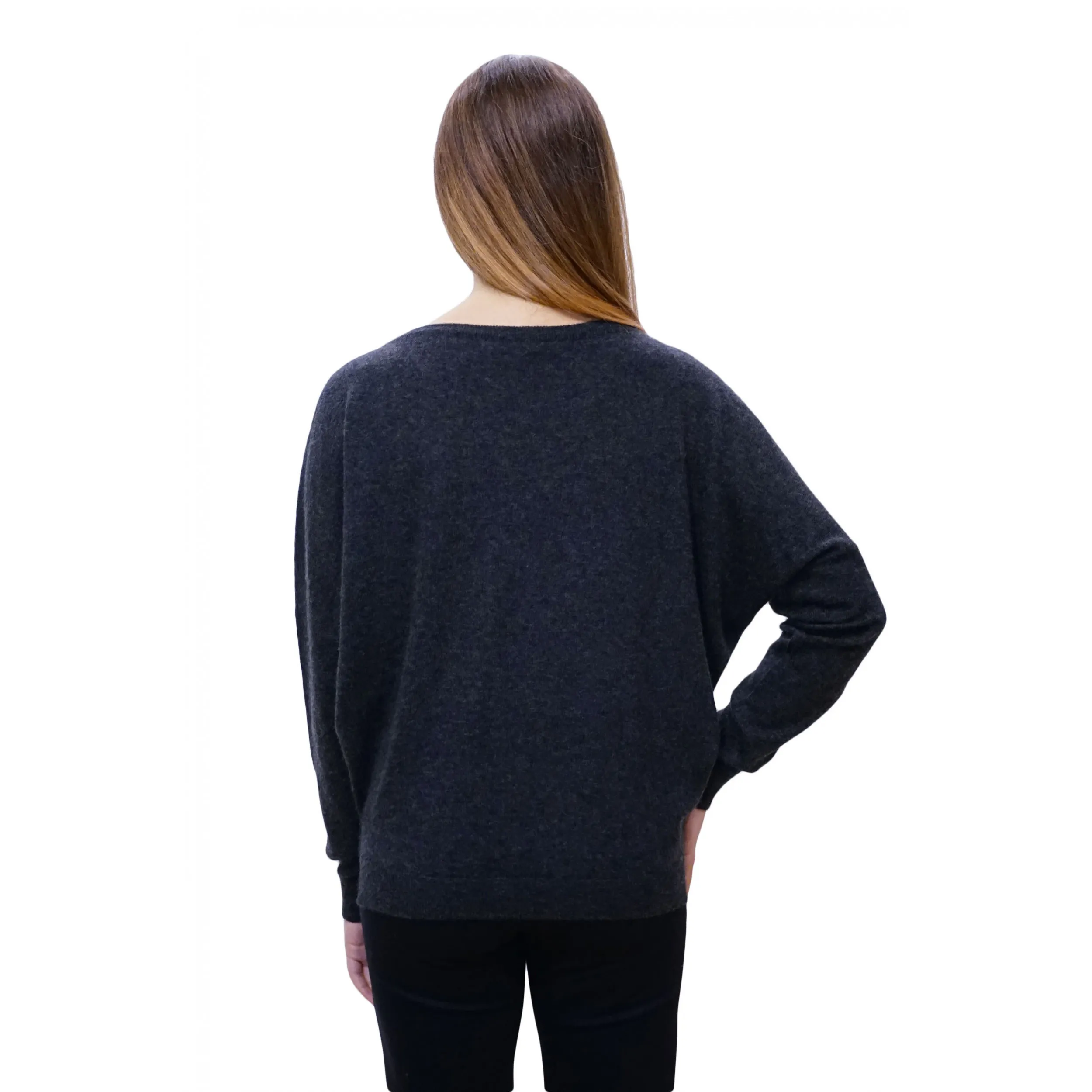 Maglia in Cashmere e Seta Girocollo Antracite