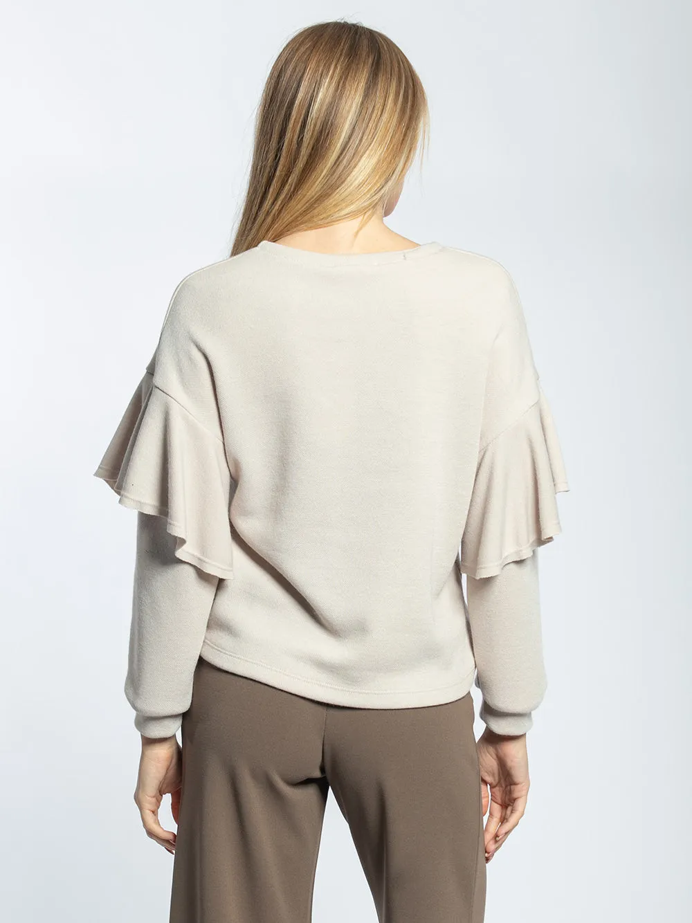 Maglia in viscosa con manica voilant