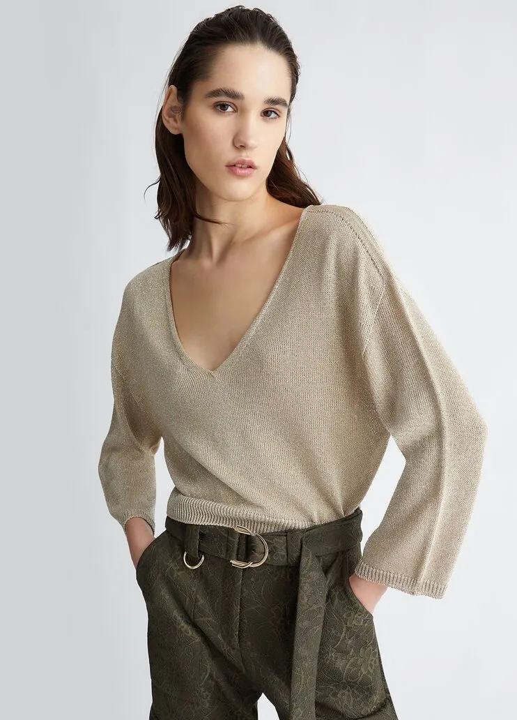 Maglia lurex® con scollo a v liu jo