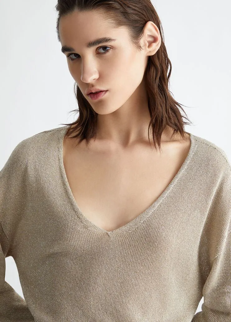 Maglia lurex® con scollo a v liu jo