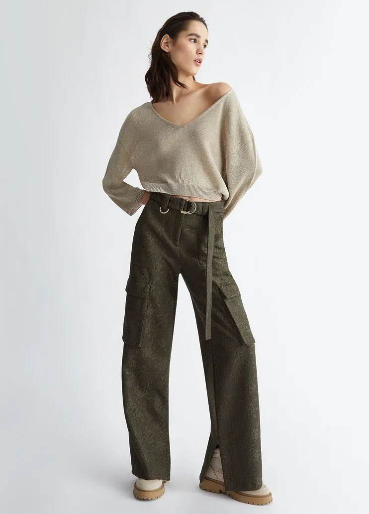 Maglia lurex® con scollo a v liu jo