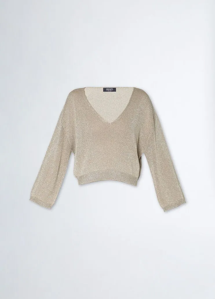 Maglia lurex® con scollo a v liu jo