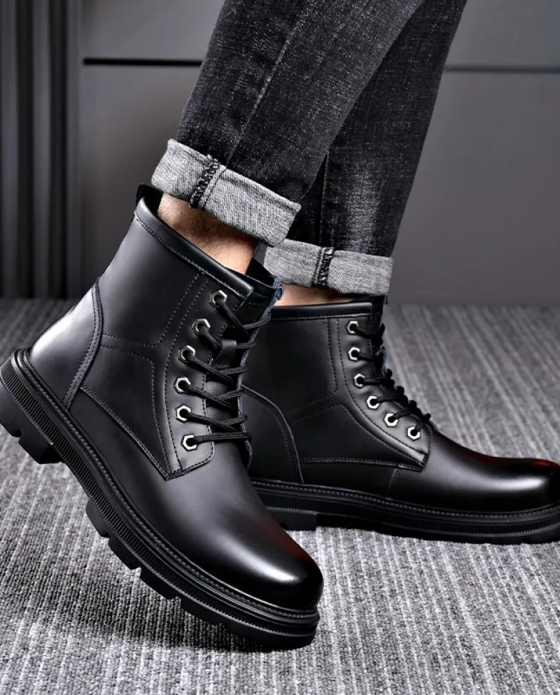 Martin Boots Autunno e inverno Nuovi stivali in pelle con utensili Scarpe da uomo Stivali casual da uomo alti