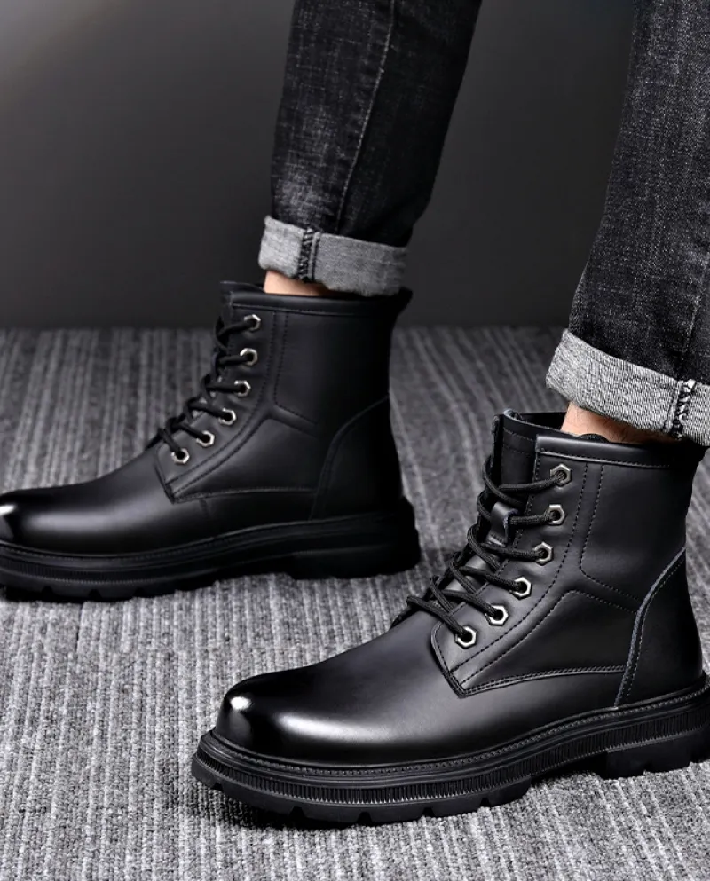 Martin Boots Autunno e inverno Nuovi stivali in pelle con utensili Scarpe da uomo Stivali casual da uomo alti