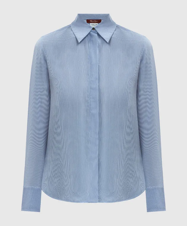 Max Mara Blusa PAGINE in seta a righe blu PAGINE