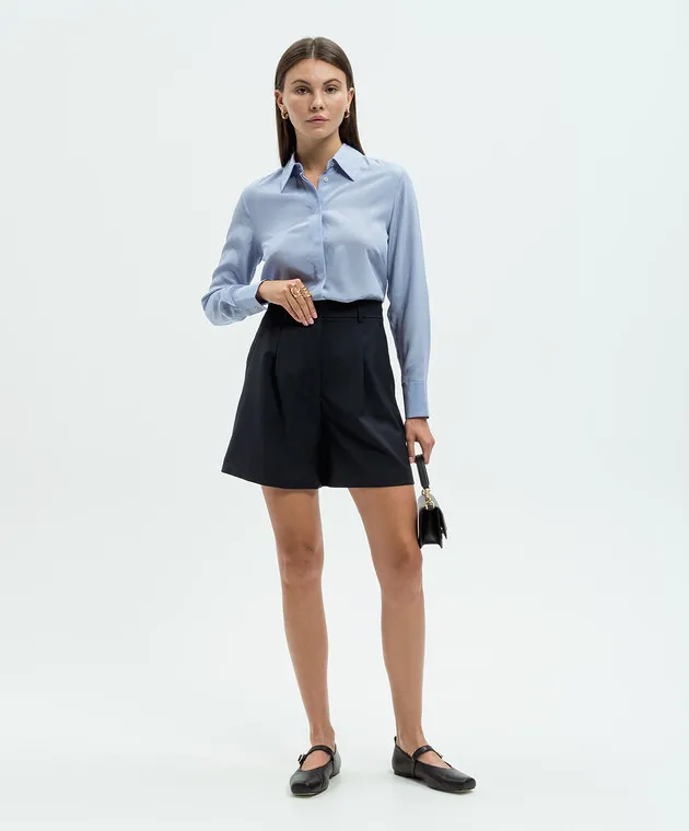 Max Mara Blusa PAGINE in seta a righe blu PAGINE