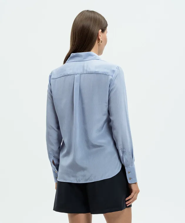 Max Mara Blusa PAGINE in seta a righe blu PAGINE