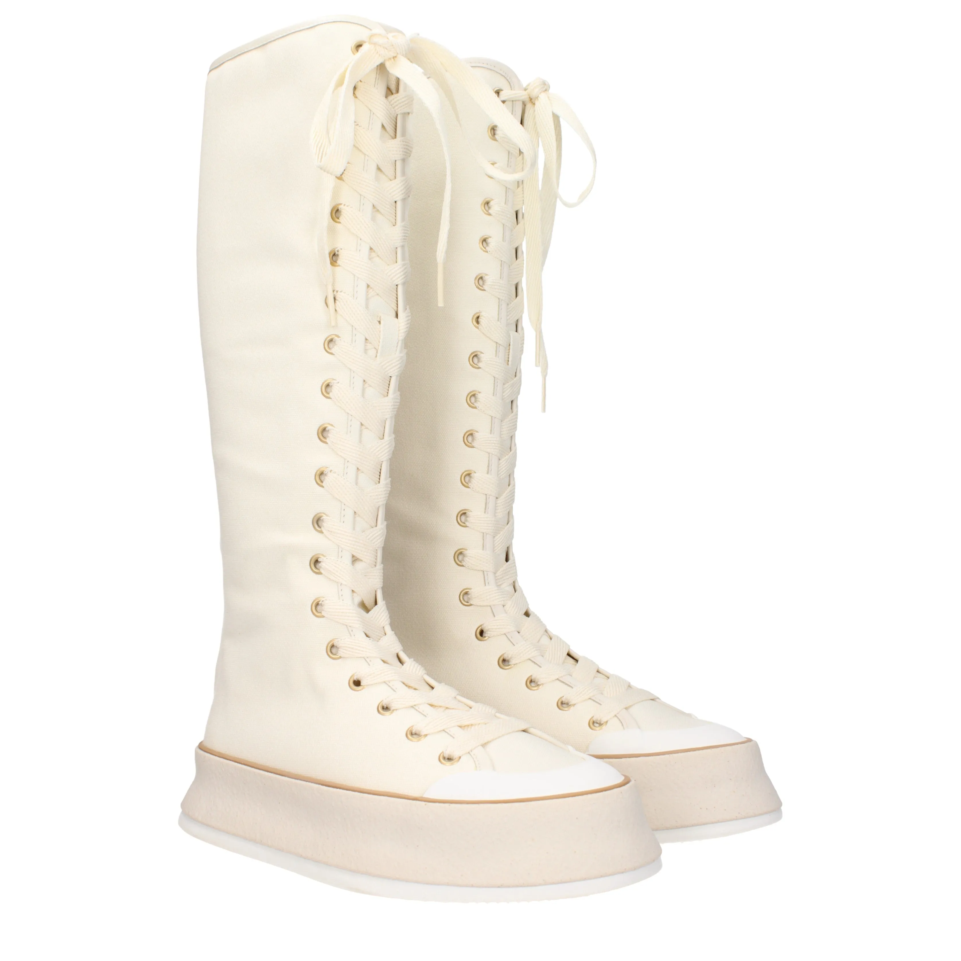 Max Mara Stivali Donna Tessuto Beige/Tela