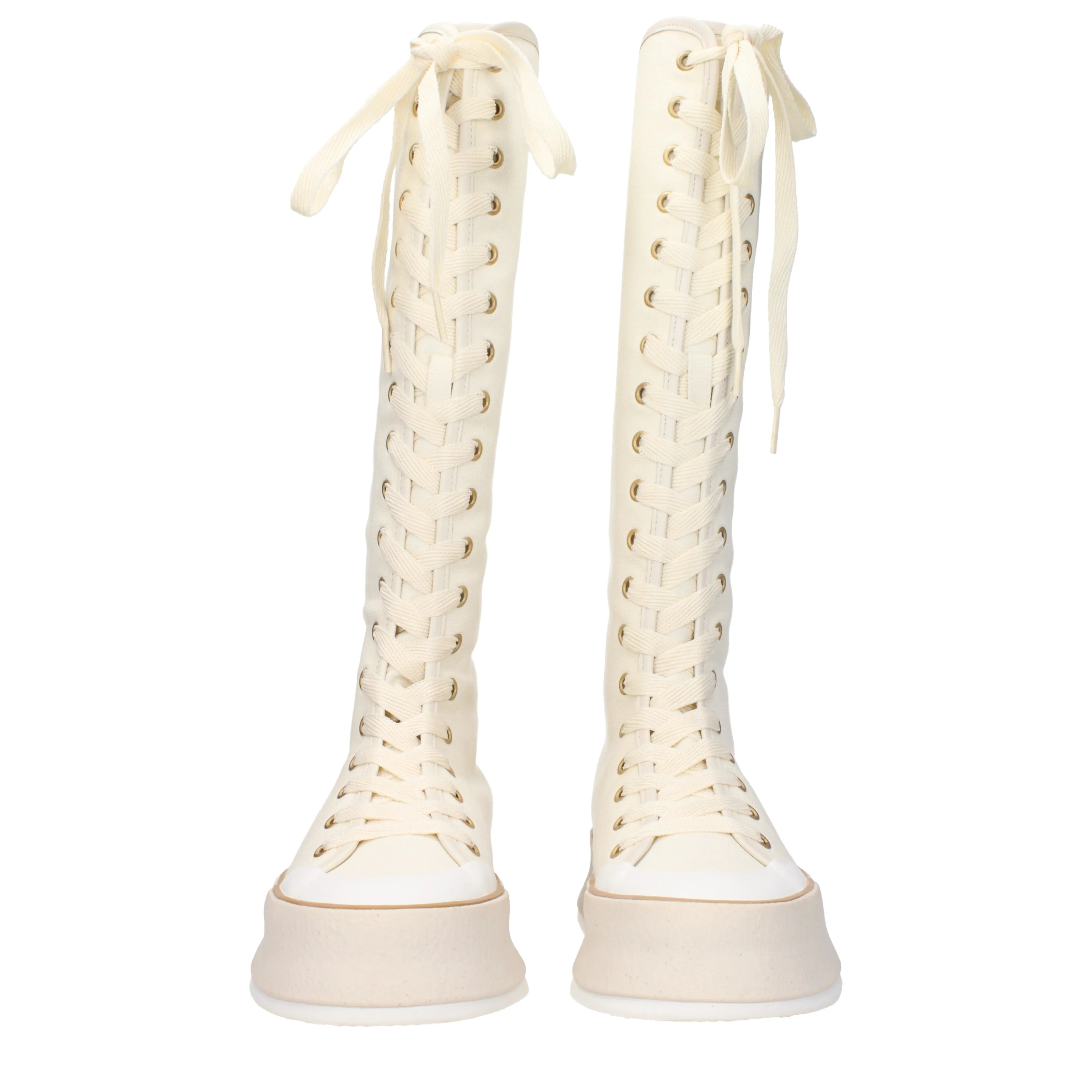 Max Mara Stivali Donna Tessuto Beige/Tela