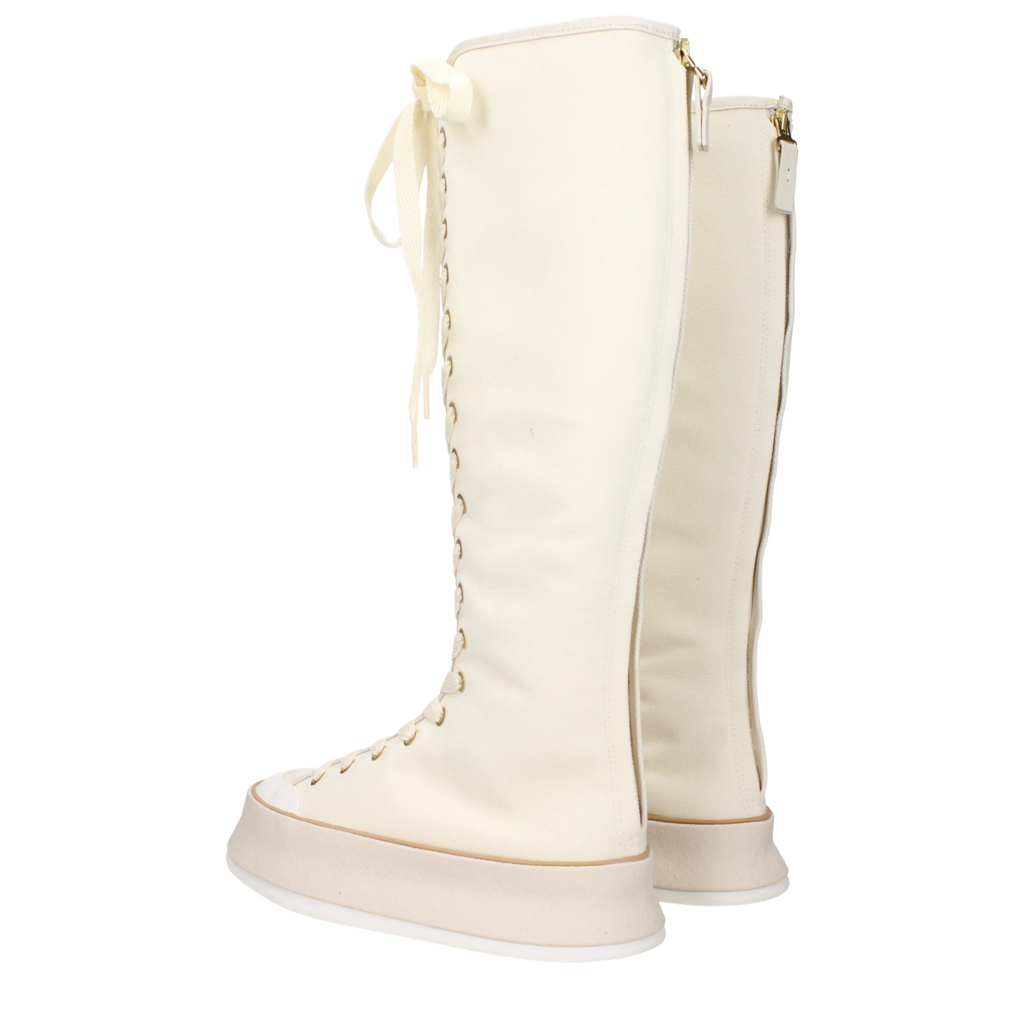 Max Mara Stivali Donna Tessuto Beige/Tela