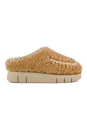 MOU Calzature,Pantofole Bounce clog maxi stitching cognac 