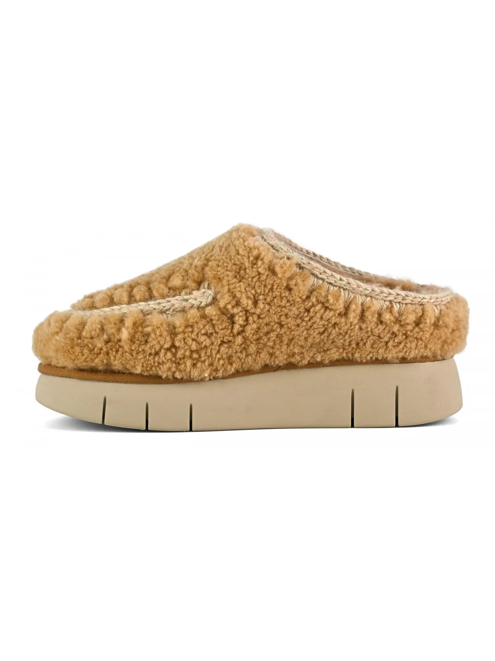 MOU Calzature,Pantofole Bounce clog maxi stitching cognac 