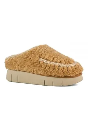 MOU Calzature,Pantofole Bounce clog maxi stitching cognac 
