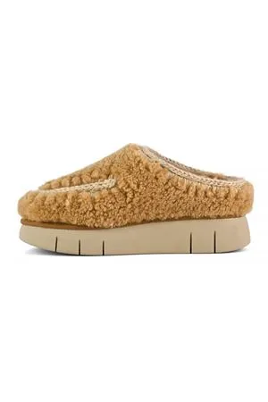 MOU Calzature,Pantofole Bounce clog maxi stitching cognac 
