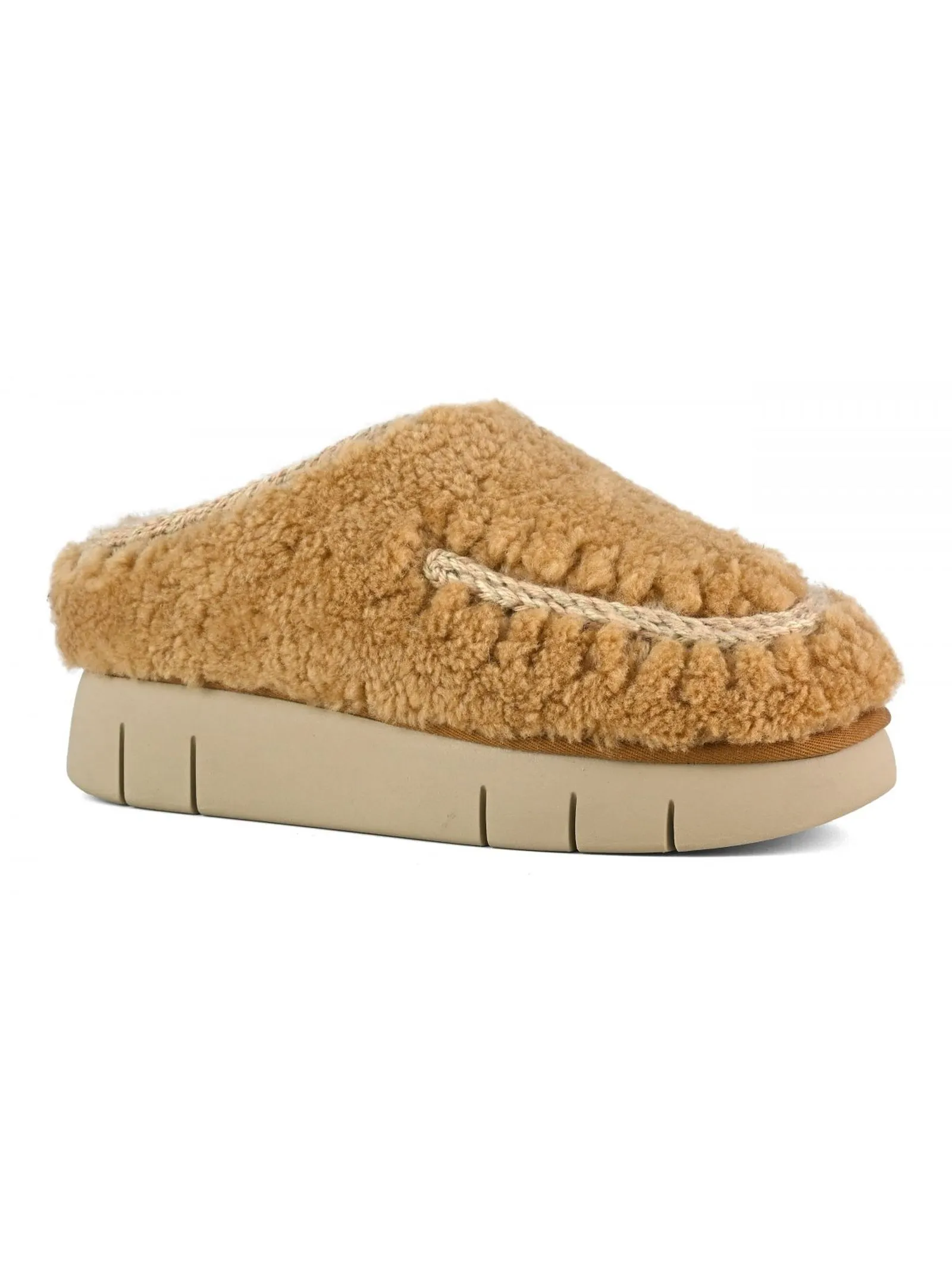 MOU Calzature,Pantofole Bounce clog maxi stitching cognac 