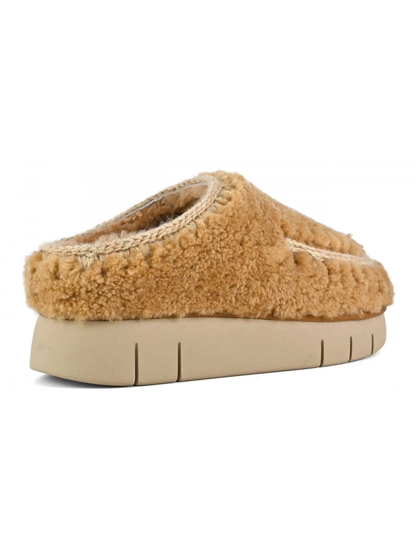 MOU Calzature,Pantofole Bounce clog maxi stitching cognac 