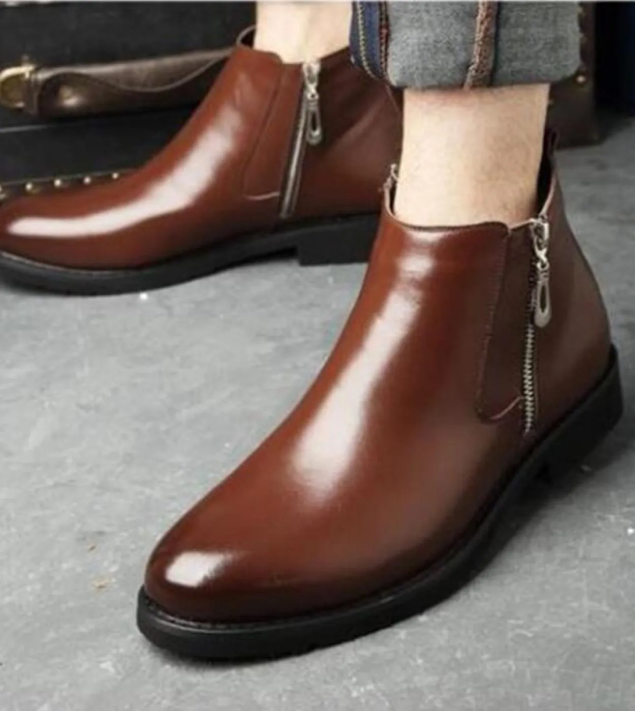 Nuovi stivali da uomo invernali da esterno di design con tubo con cerniera, caldi e spessi, impermeabili, imbottiti, scarpe da u