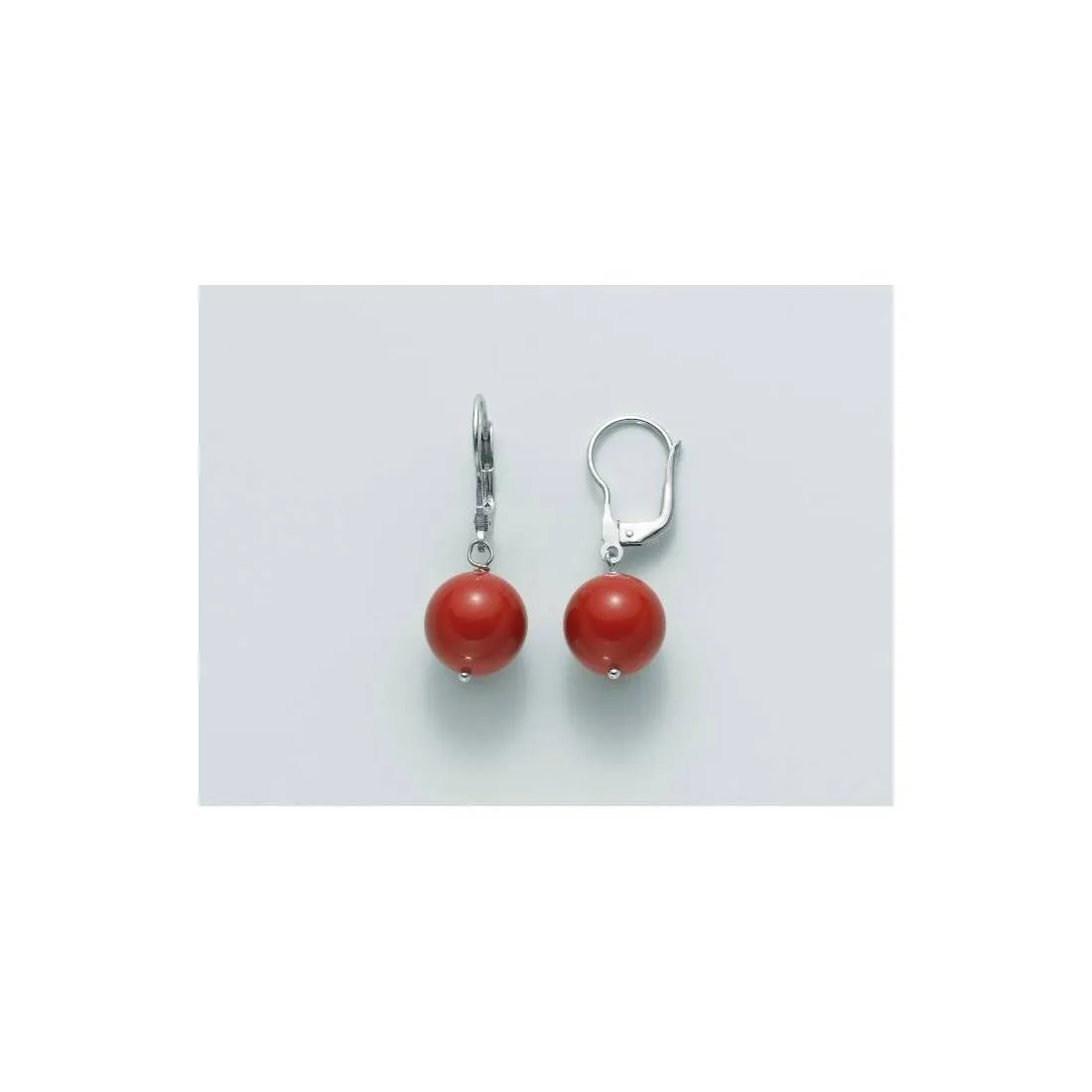 ORECCHINI DI PERLE MILUNA PASTA DI CORALLO ROSSO ARGENTO 925% PER2200
