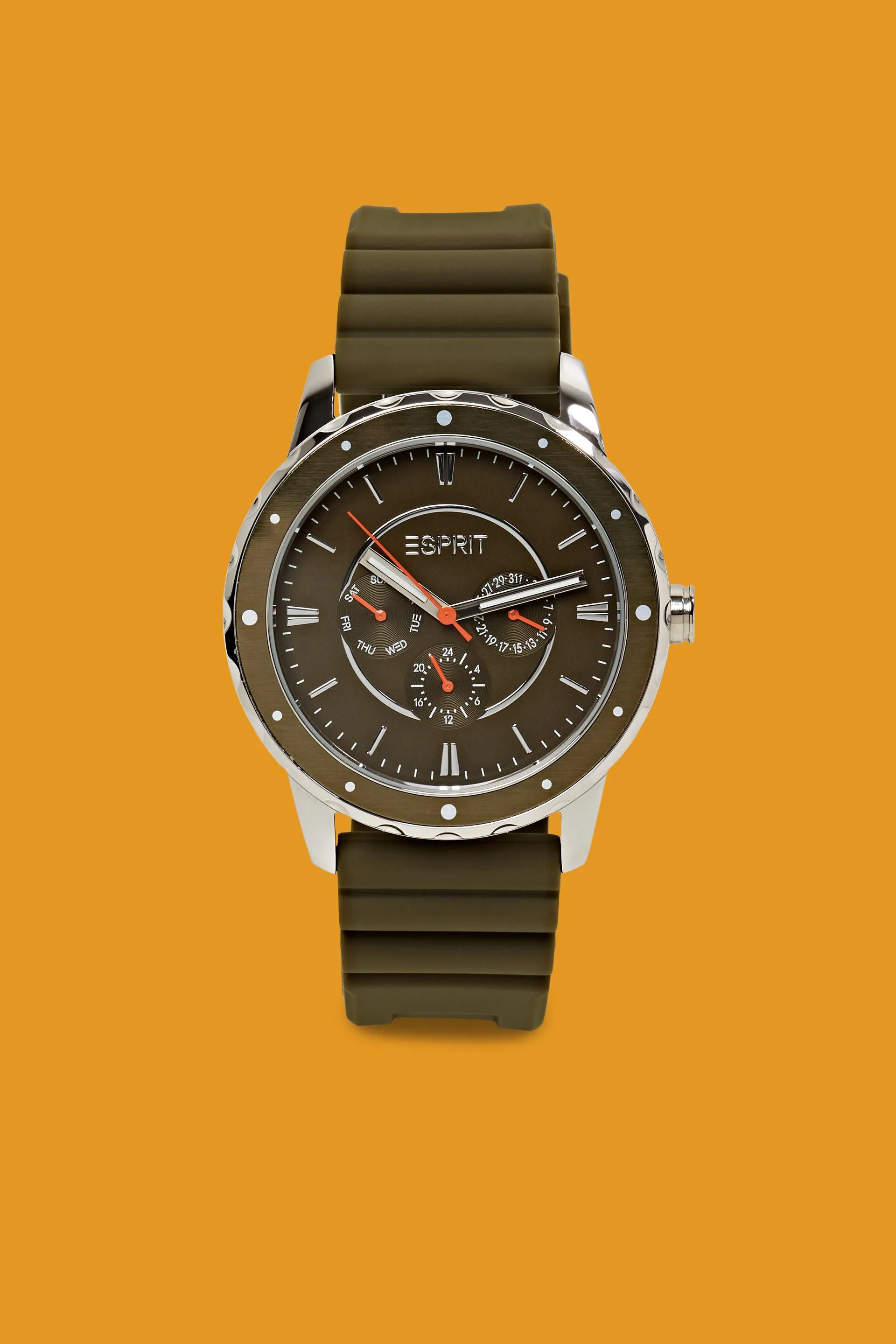 Orologio in acciaio inossidabile con cinturino in gomma