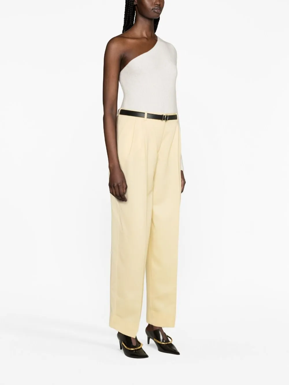 Pantaloni con cintura in giallo - donna