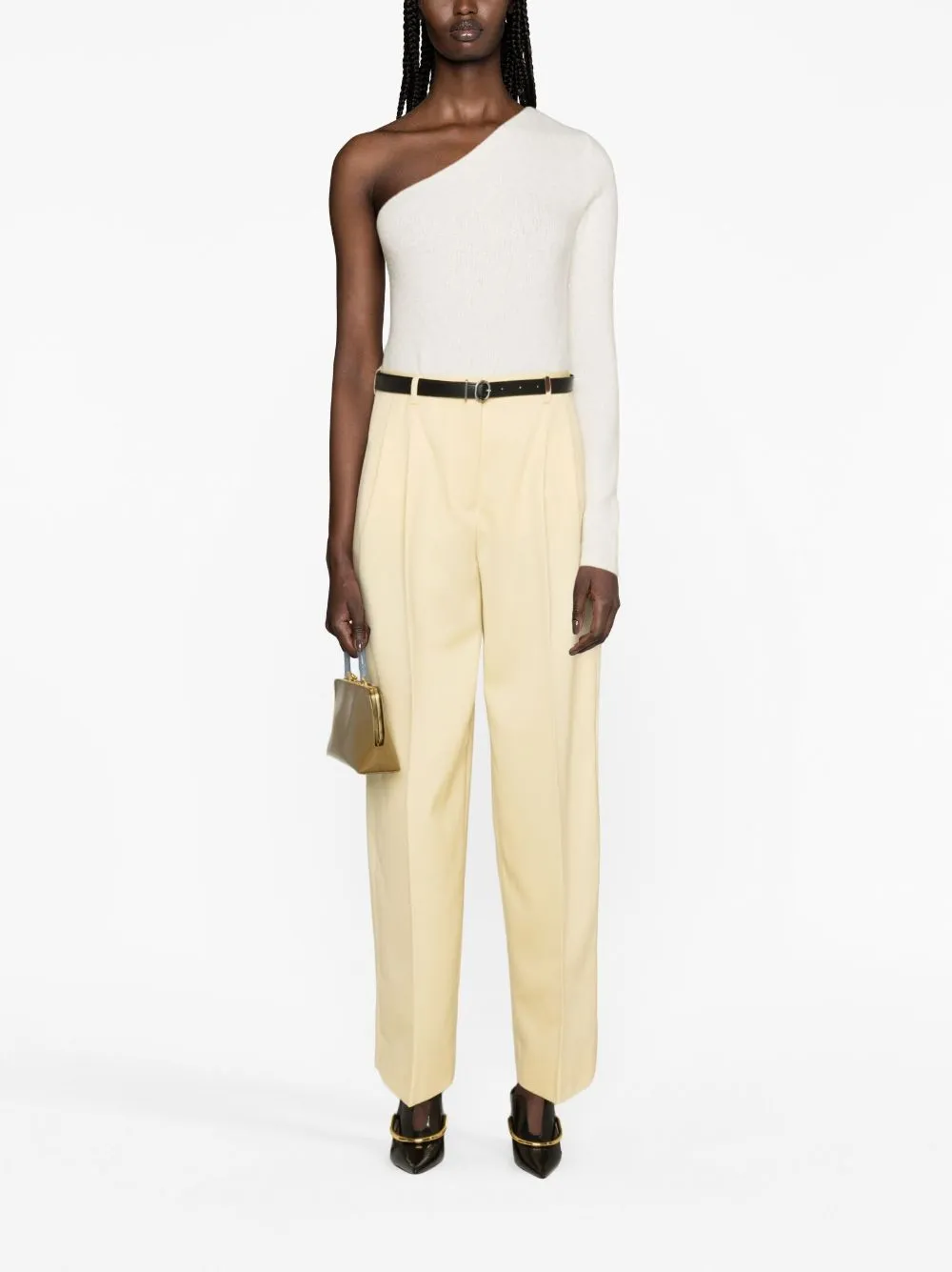 Pantaloni con cintura in giallo - donna