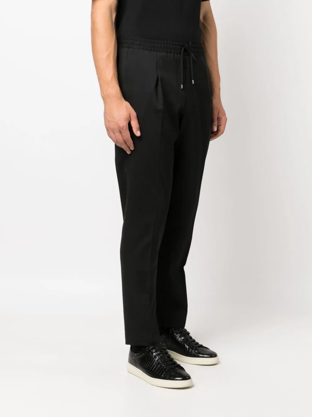Pantaloni dritti con coulisse in vita in nero - uomo