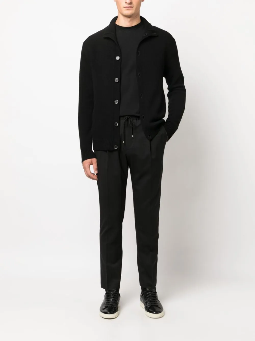 Pantaloni dritti con coulisse in vita in nero - uomo
