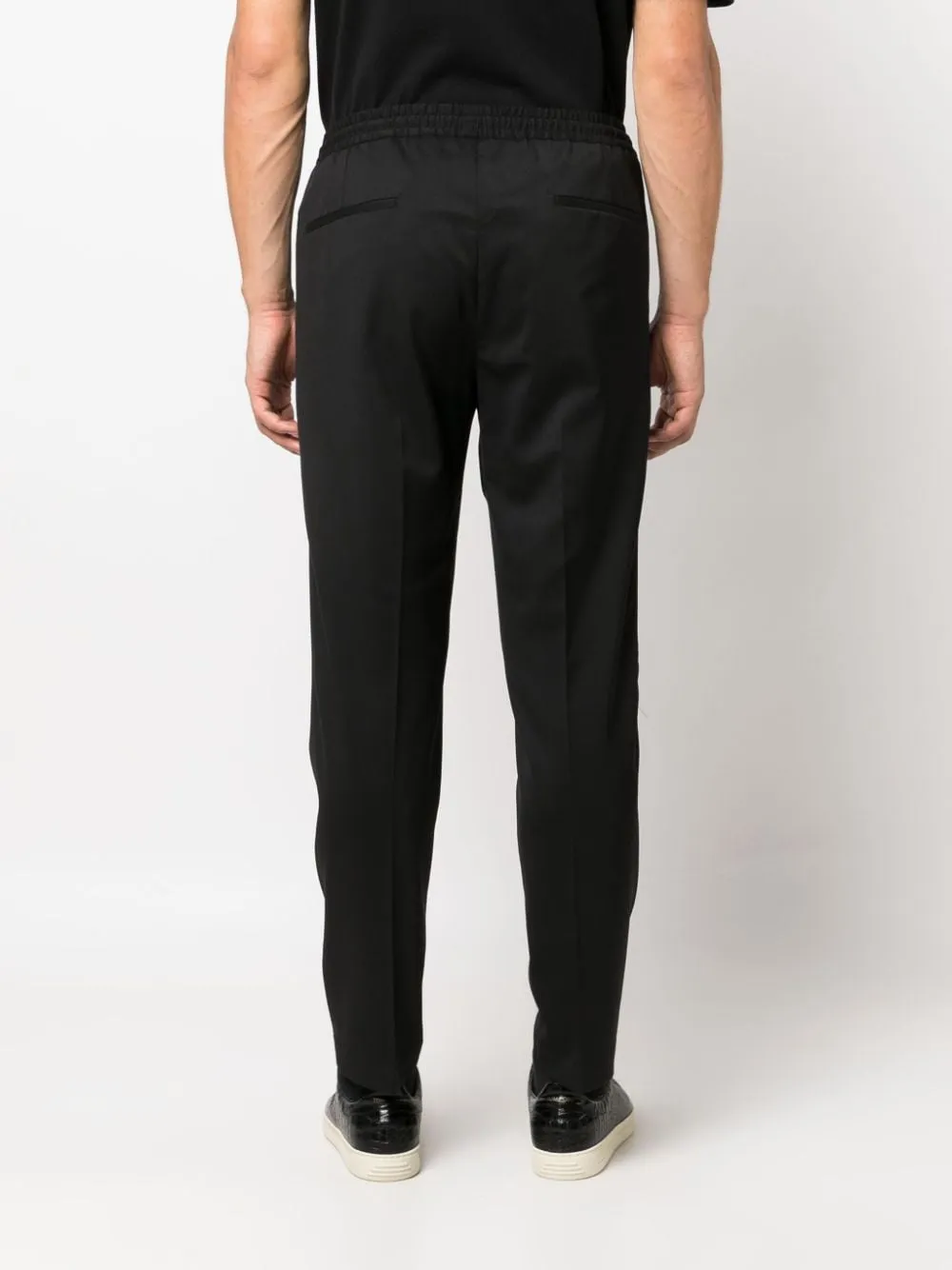 Pantaloni dritti con coulisse in vita in nero - uomo