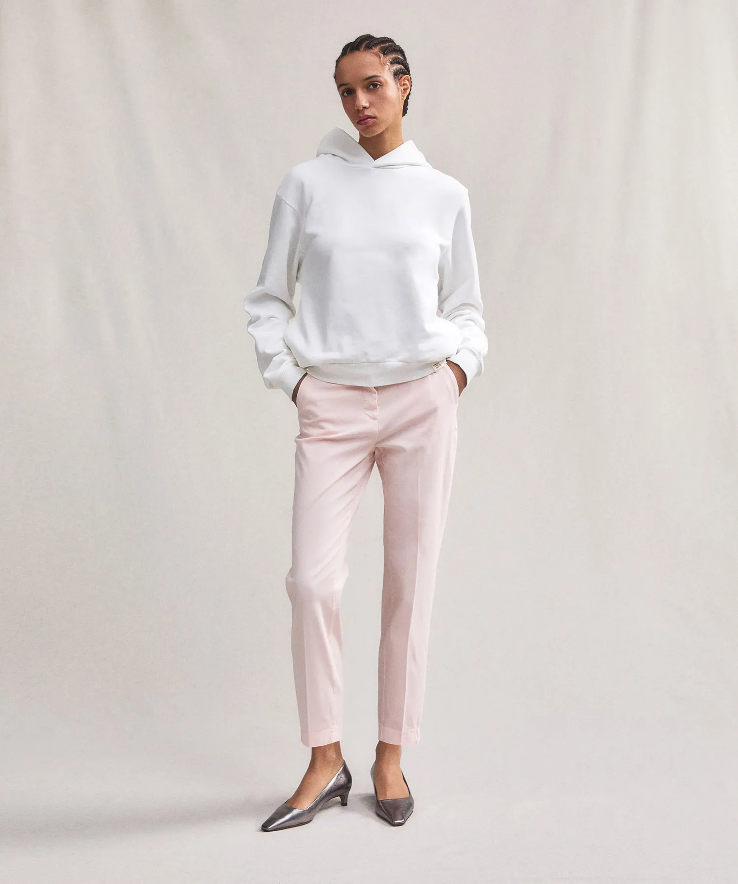Pantaloni in gabardine di cotone stretch