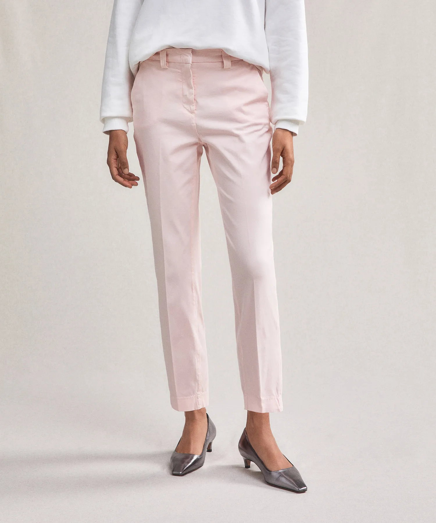 Pantaloni in gabardine di cotone stretch