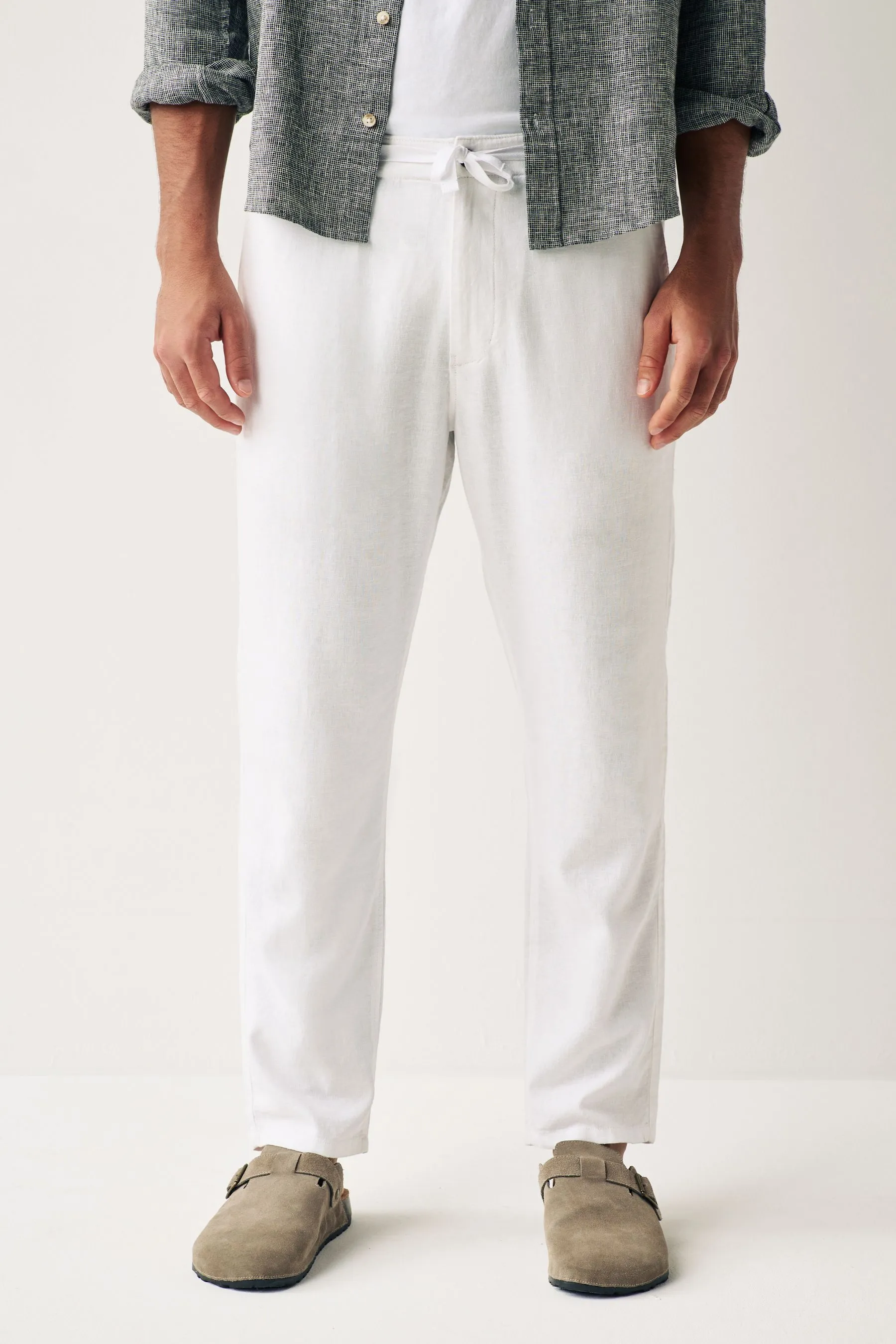 Pantaloni in viscosa e lino con coulisse