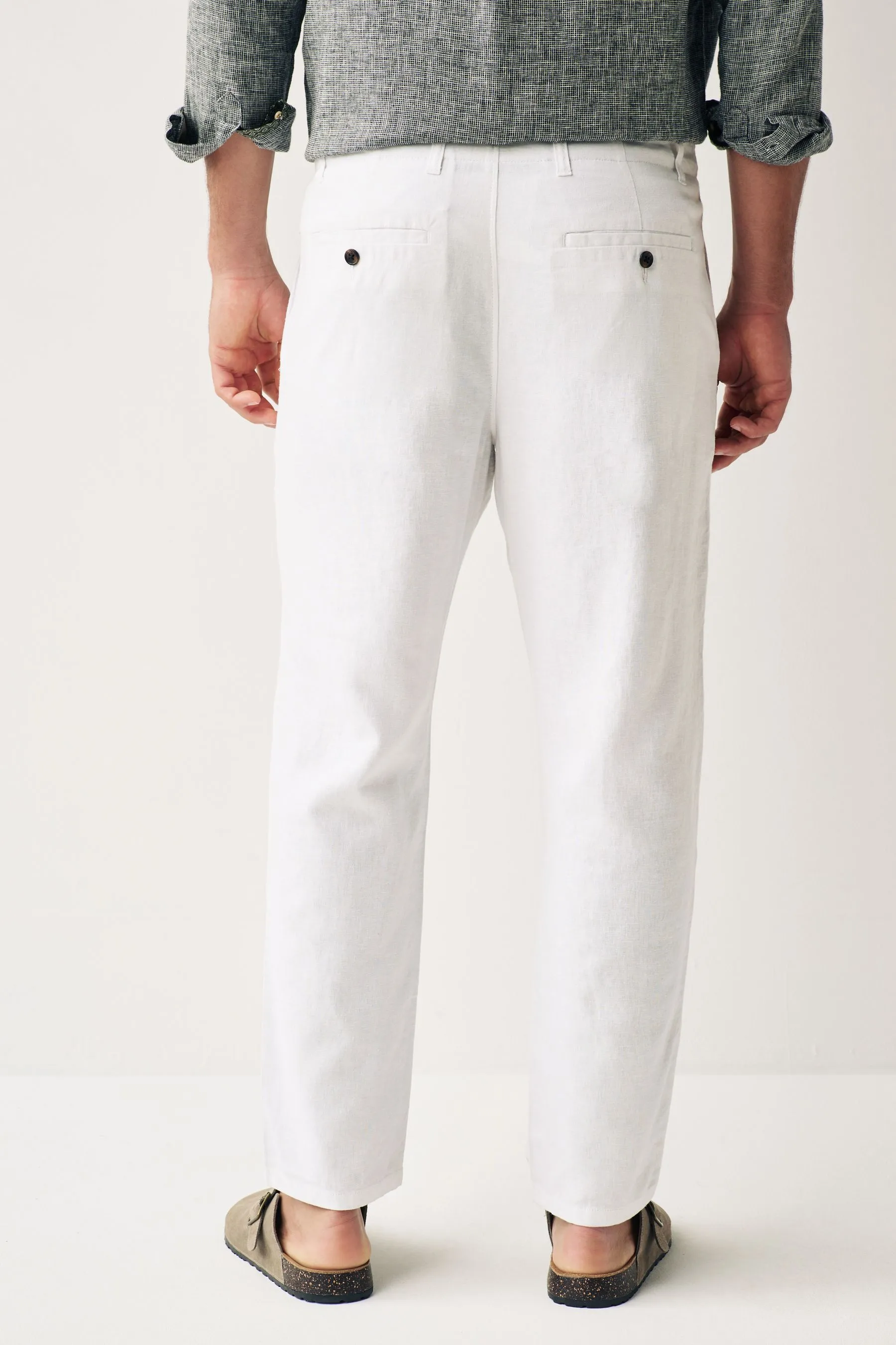 Pantaloni in viscosa e lino con coulisse