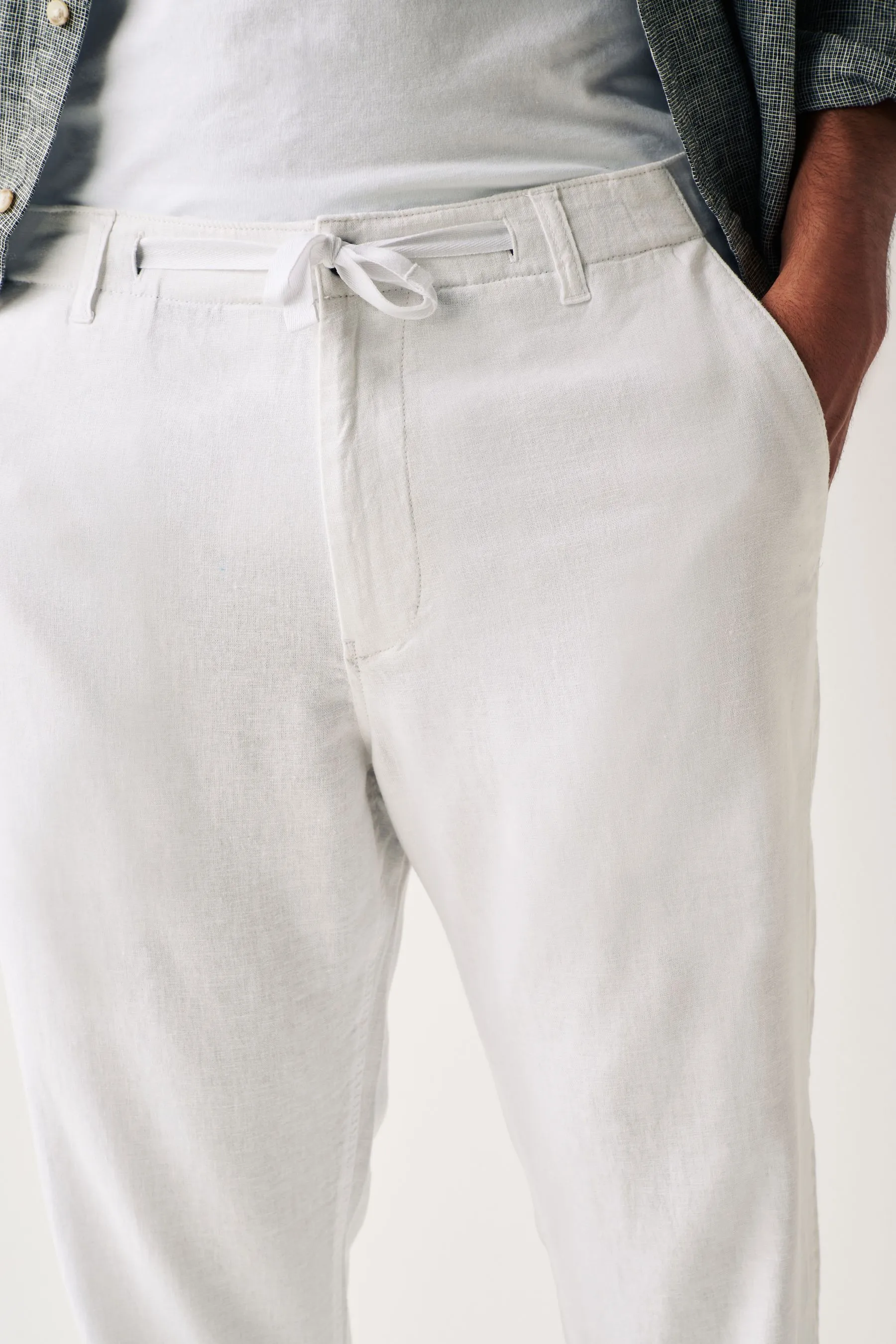 Pantaloni in viscosa e lino con coulisse