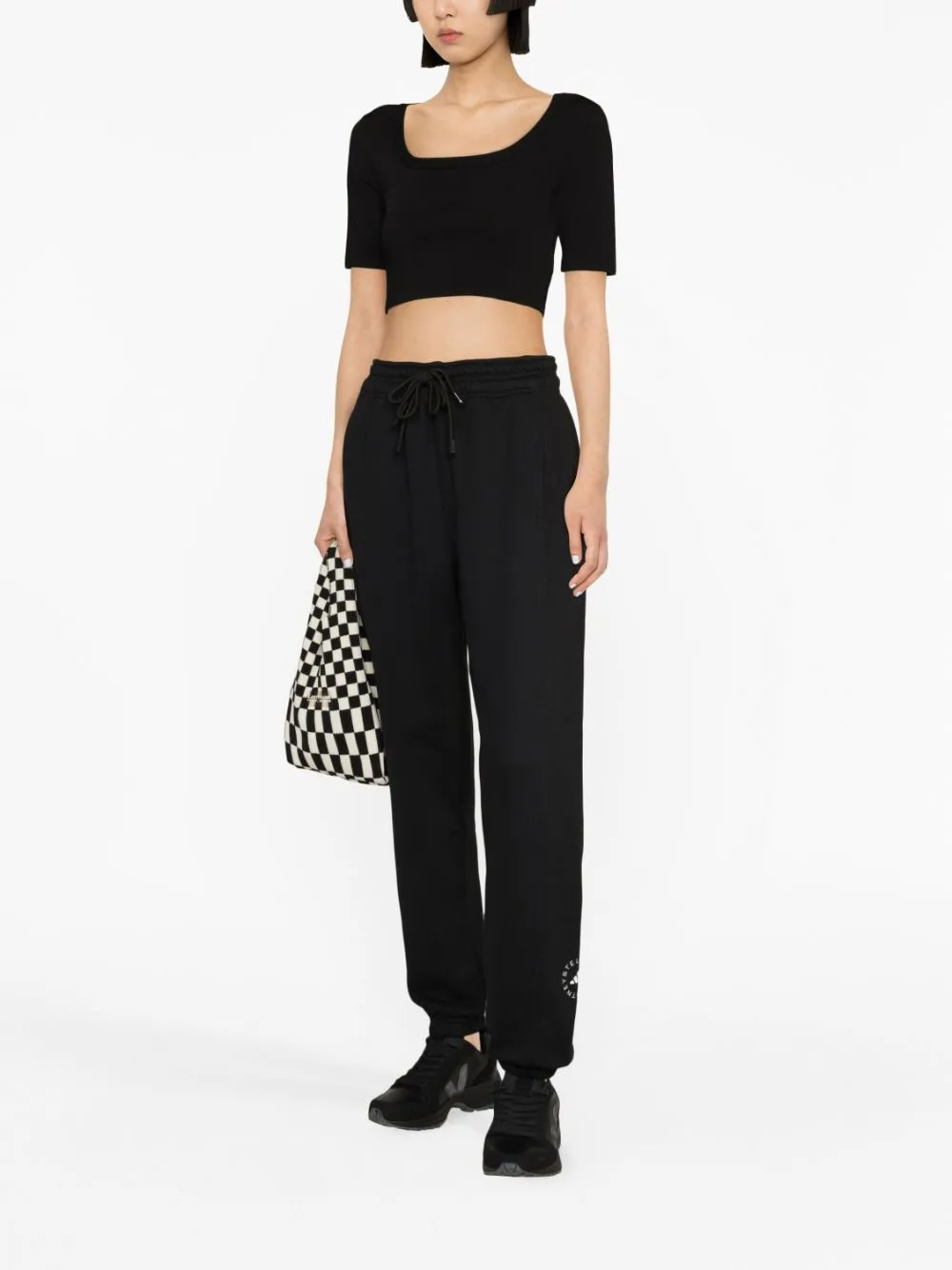 Pantaloni sportivi con stampa in nero - donna