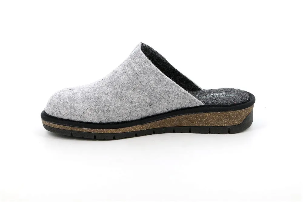 PANTOFOLE DOLA IN FELTRO DI VERA LANA GRIGIO