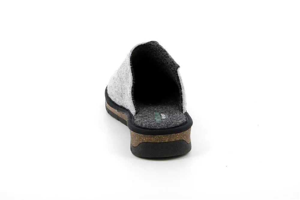 PANTOFOLE DOLA IN FELTRO DI VERA LANA GRIGIO