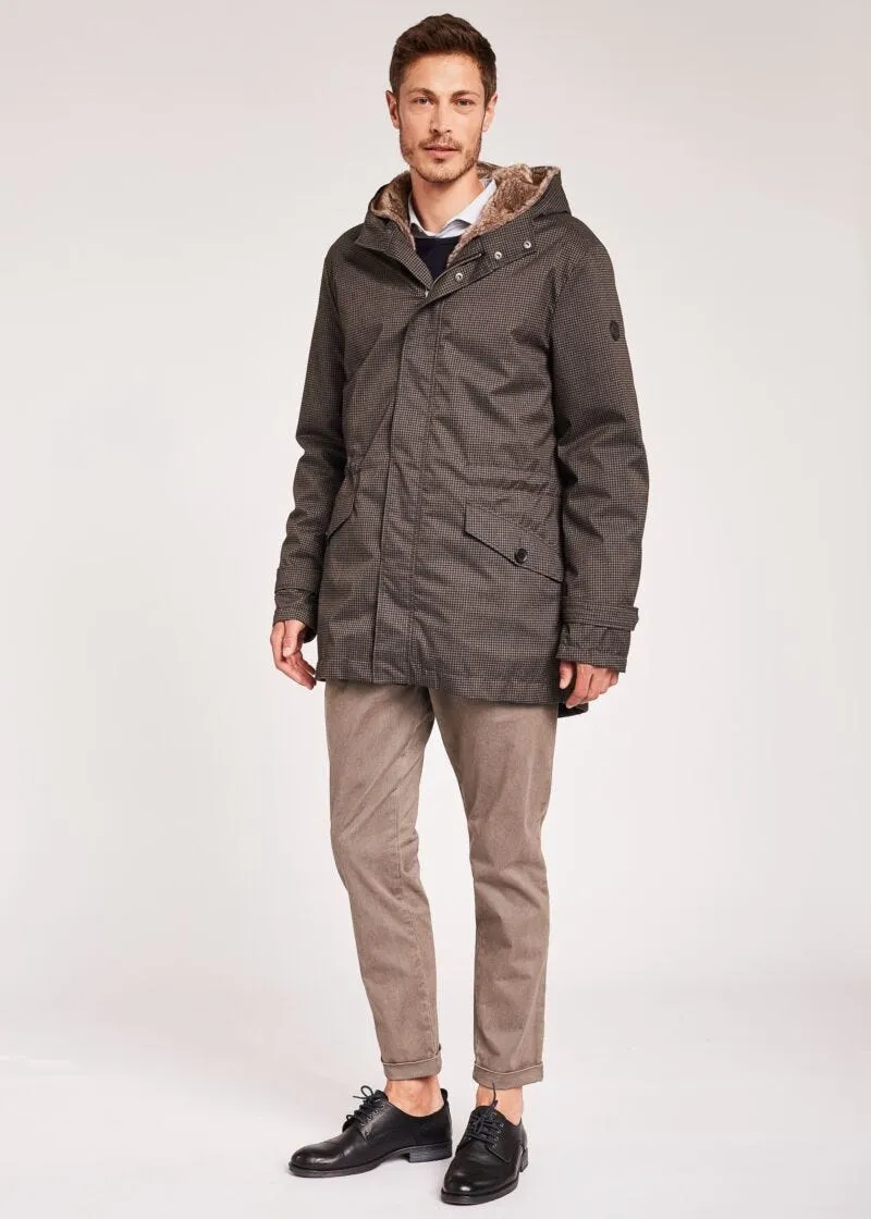 Parka in tessuto pied de poule
