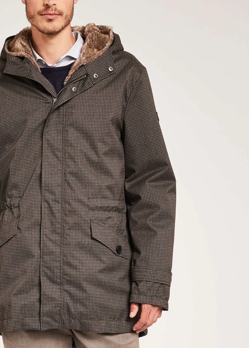 Parka in tessuto pied de poule