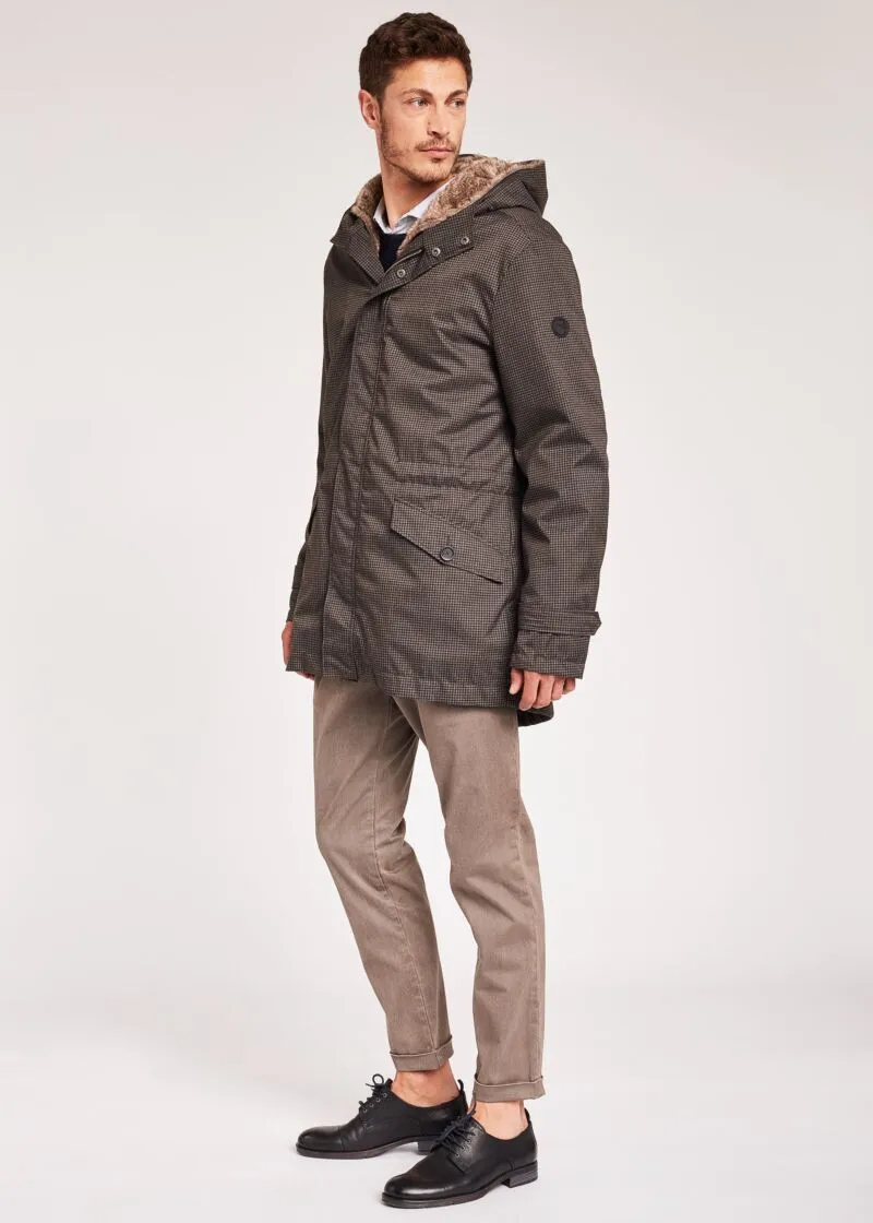 Parka in tessuto pied de poule