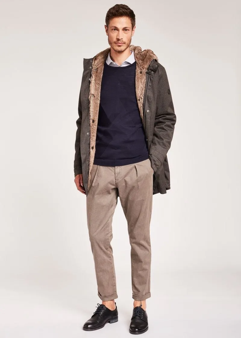 Parka in tessuto pied de poule