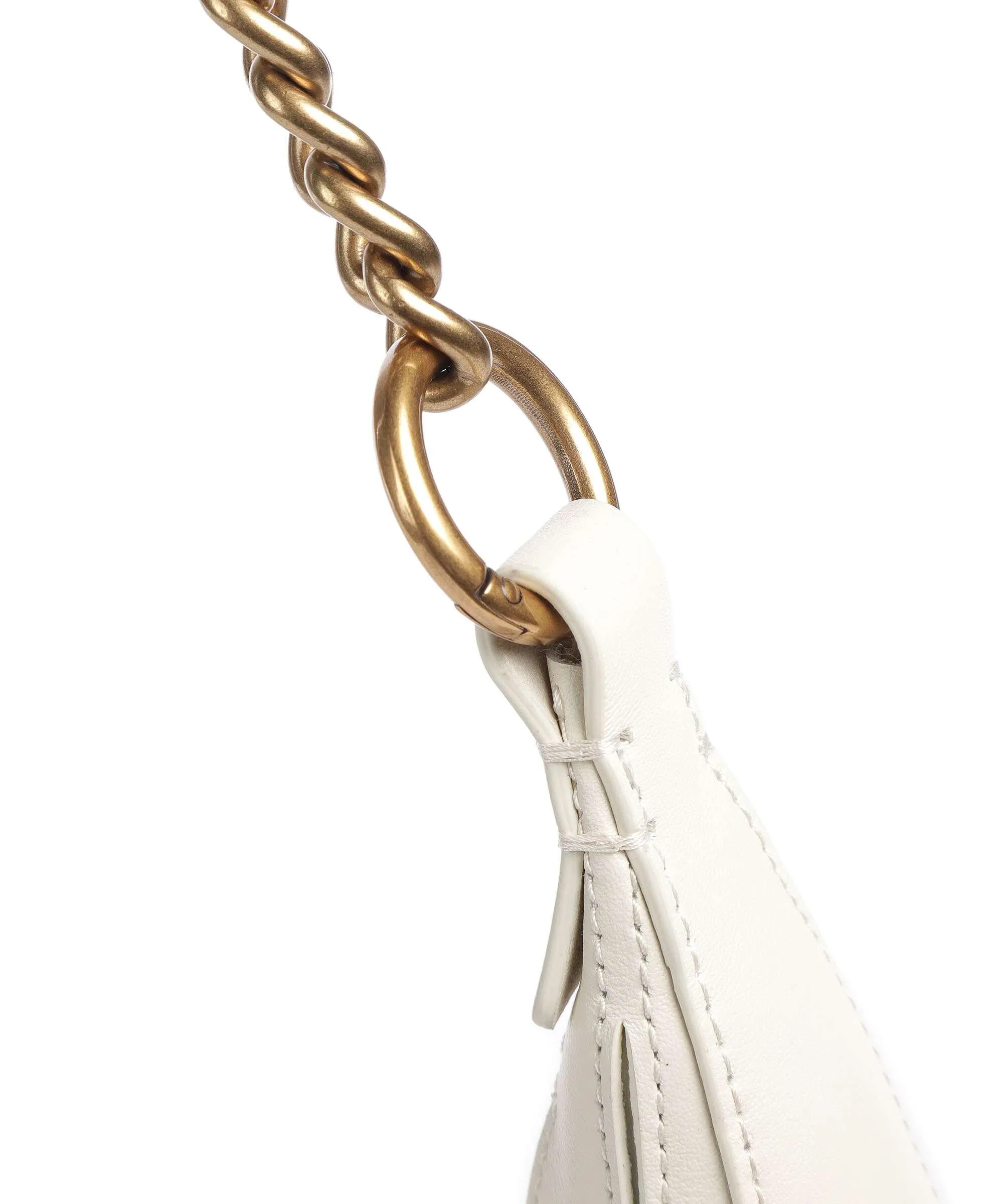  Pinko Brioche Classic Borsa hobo pelle a grana fine avorio  