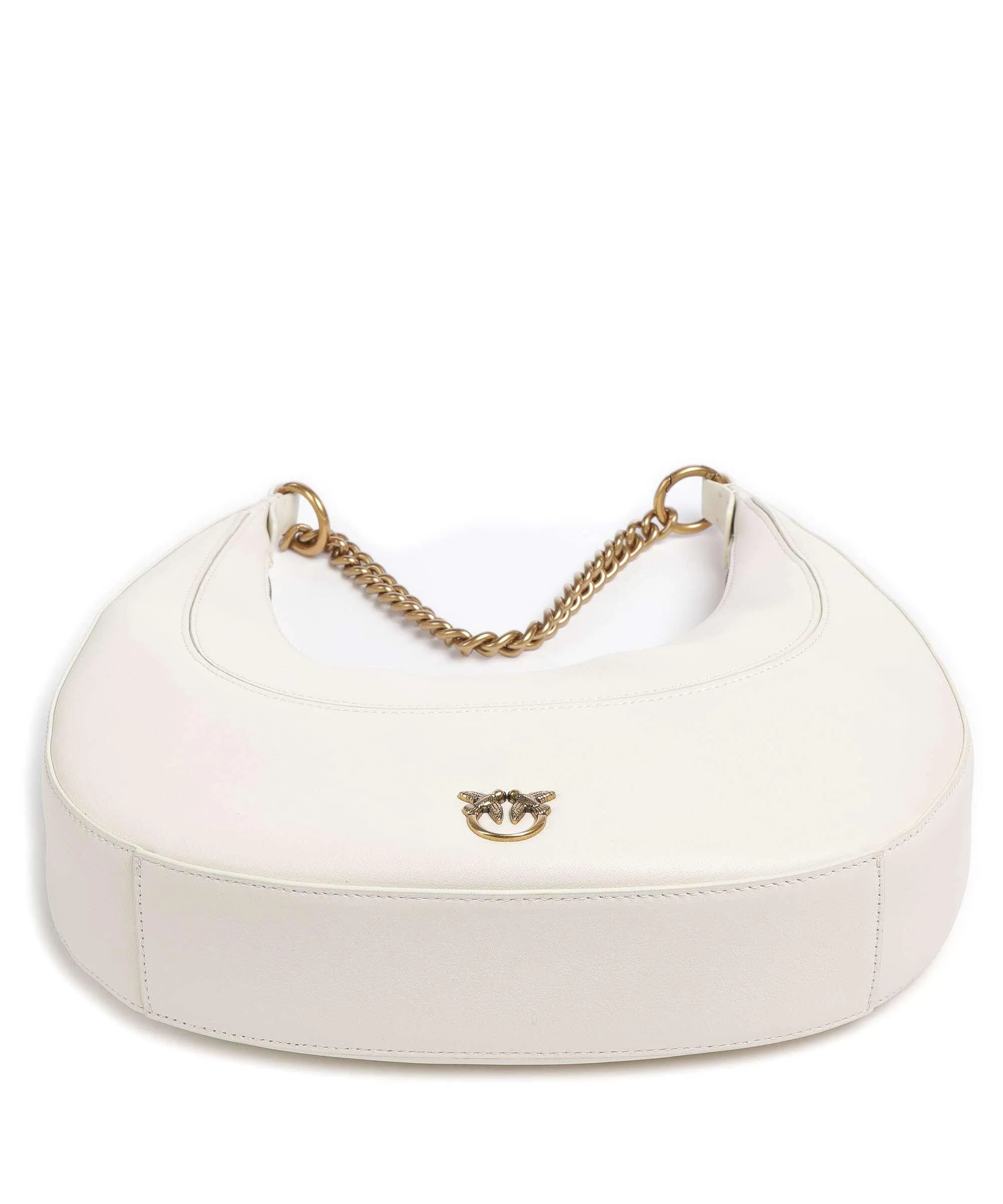  Pinko Brioche Classic Borsa hobo pelle a grana fine avorio  