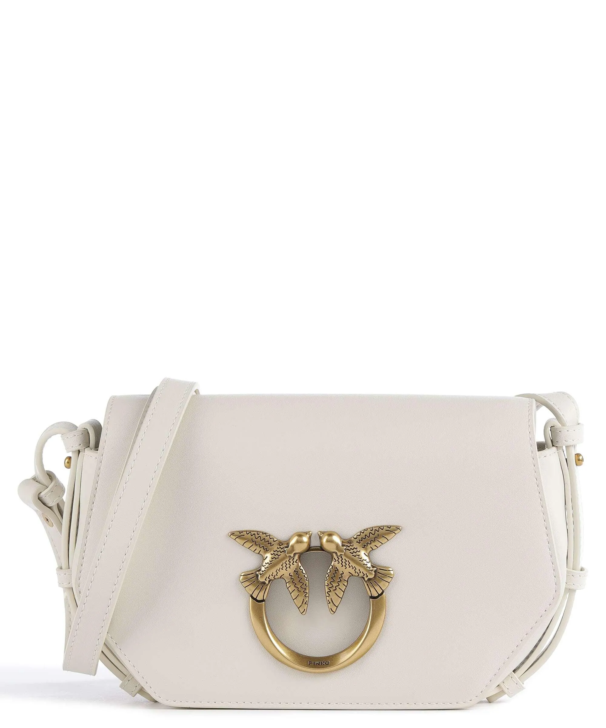  Pinko Love Click Mini Borsa a tracolla pelle a grana fine bianco  