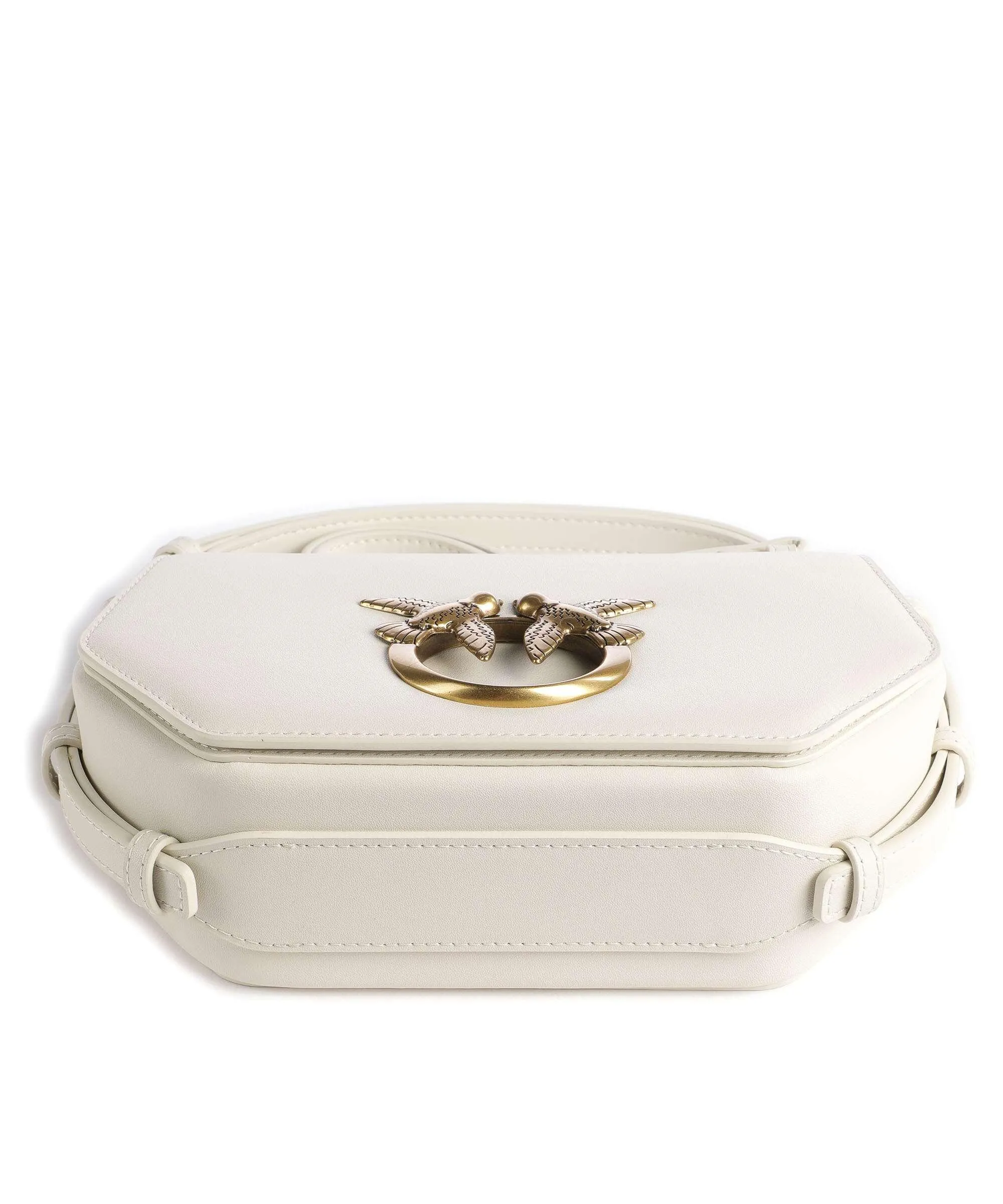  Pinko Love Click Mini Borsa a tracolla pelle a grana fine bianco  