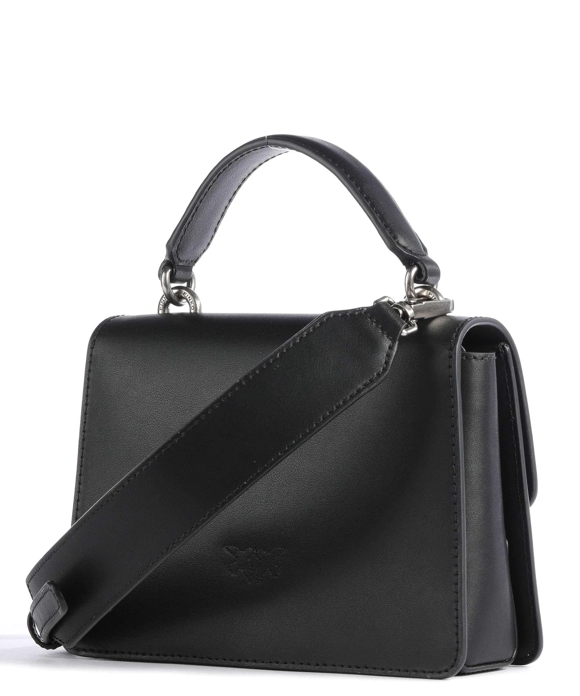  Pinko Love One Mini Borsa a tracolla pelle a grana fine nero  