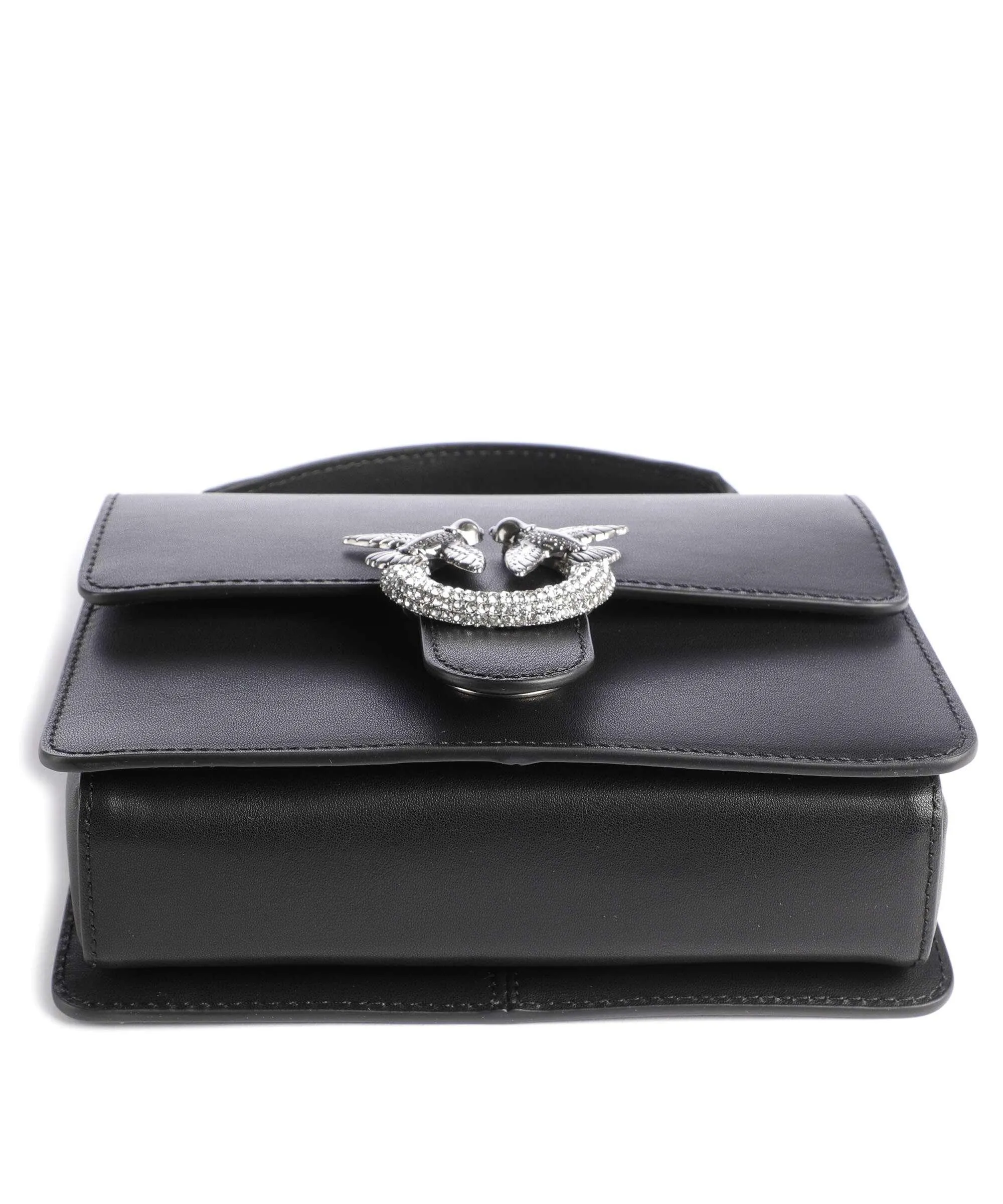  Pinko Love One Mini Borsa a tracolla pelle a grana fine nero  