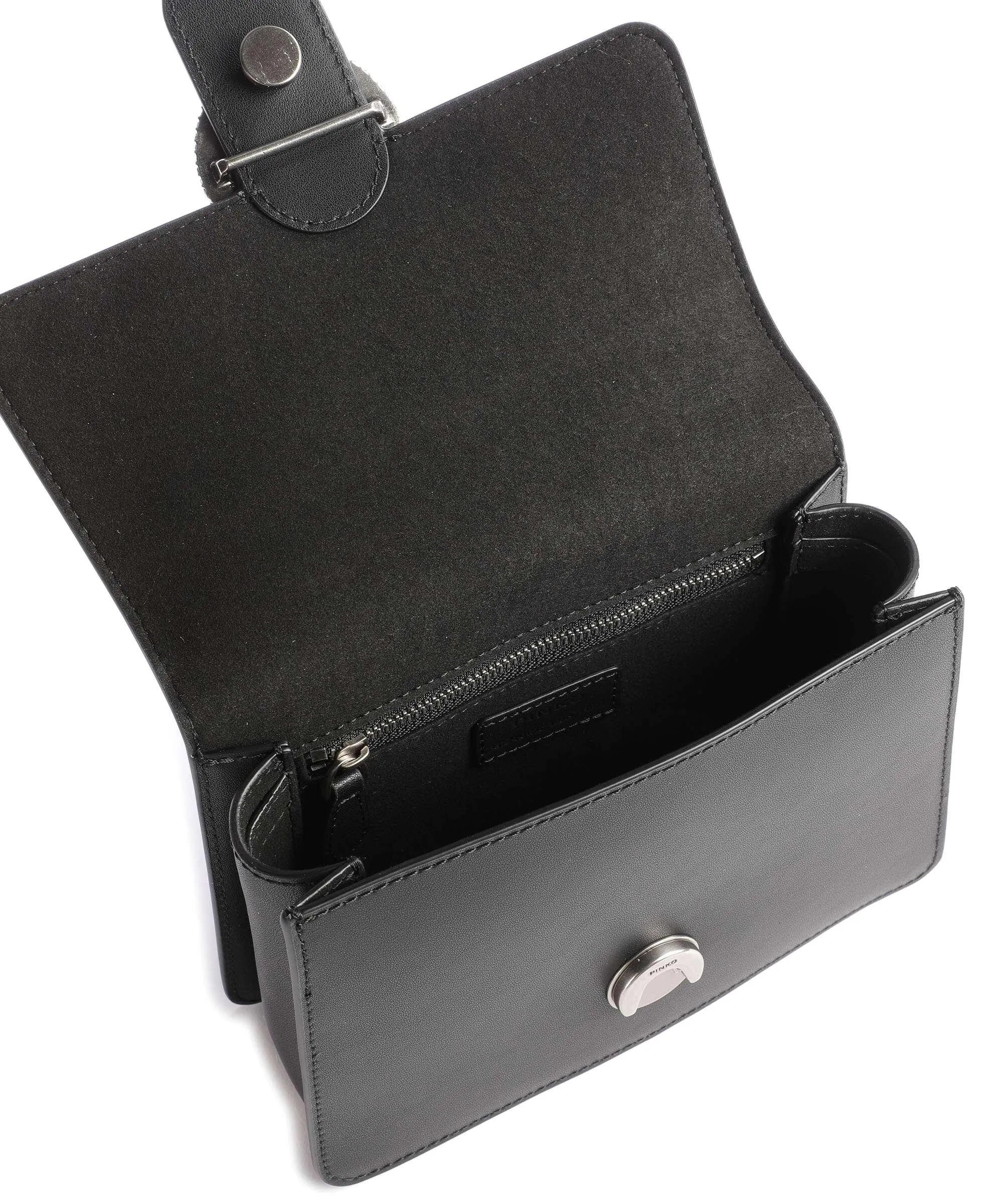  Pinko Love One Mini Borsa a tracolla pelle a grana fine nero  