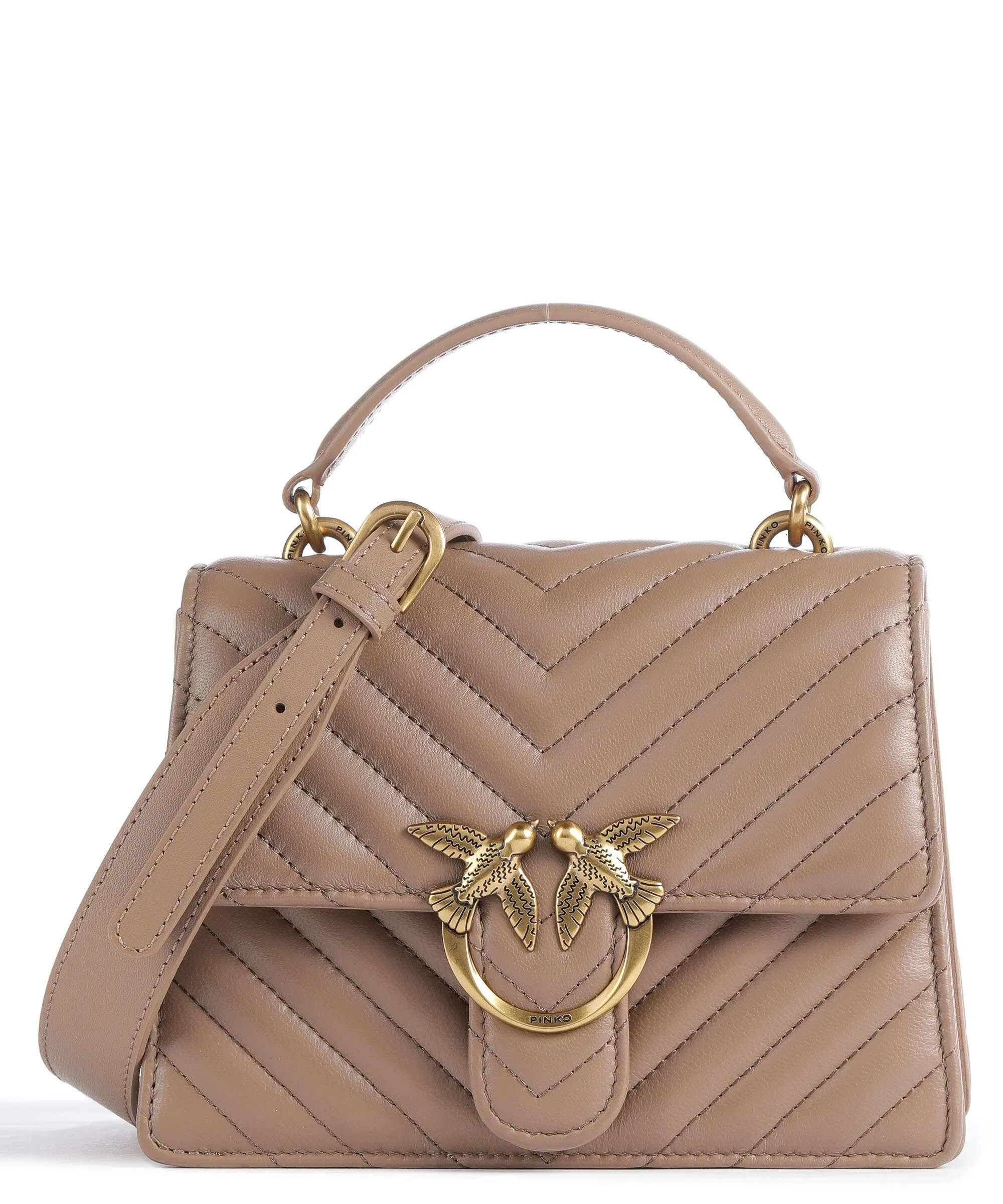  Pinko Love One Mini Borsa a tracolla pelle di pecora marrone chiaro  