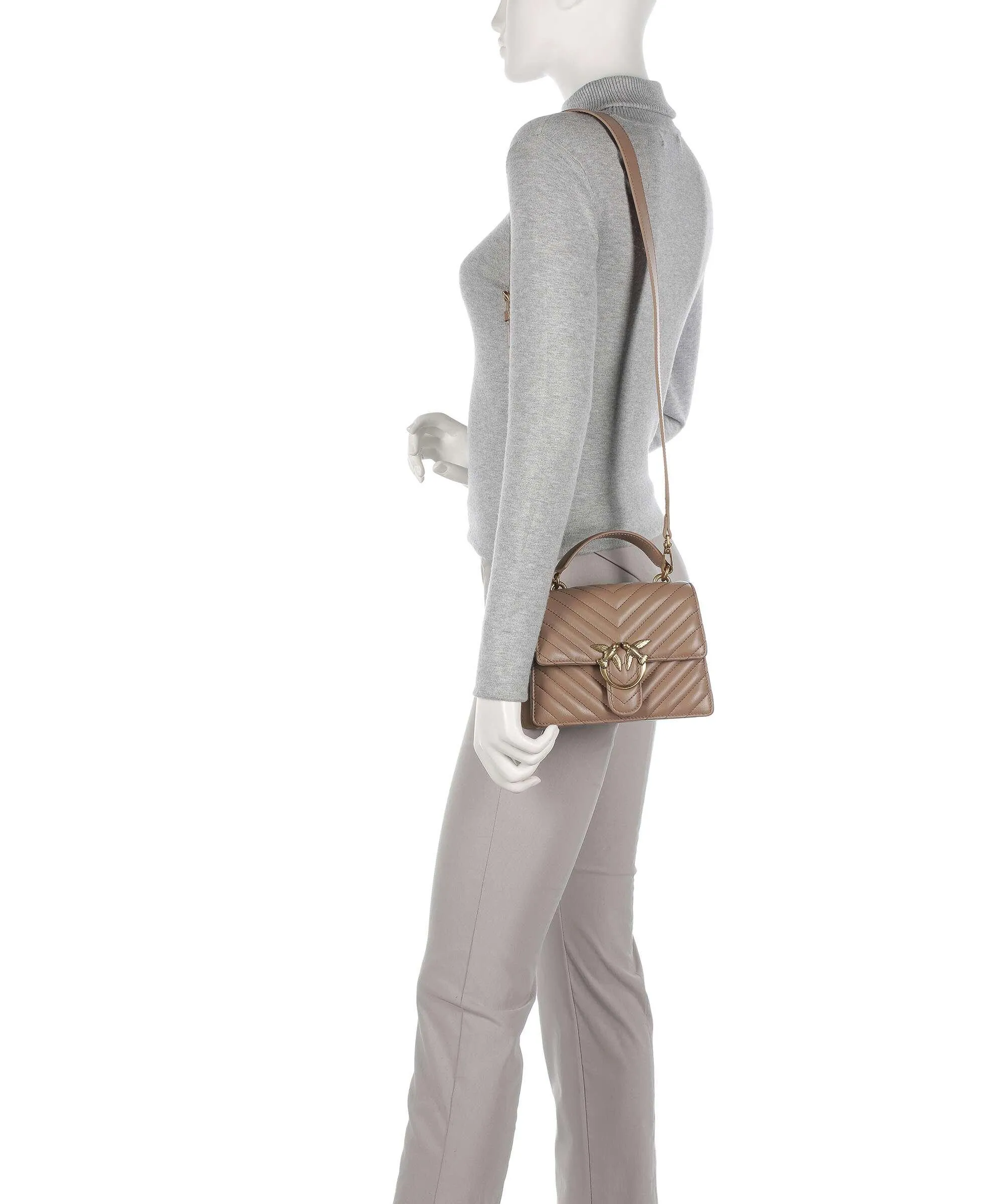  Pinko Love One Mini Borsa a tracolla pelle di pecora marrone chiaro  