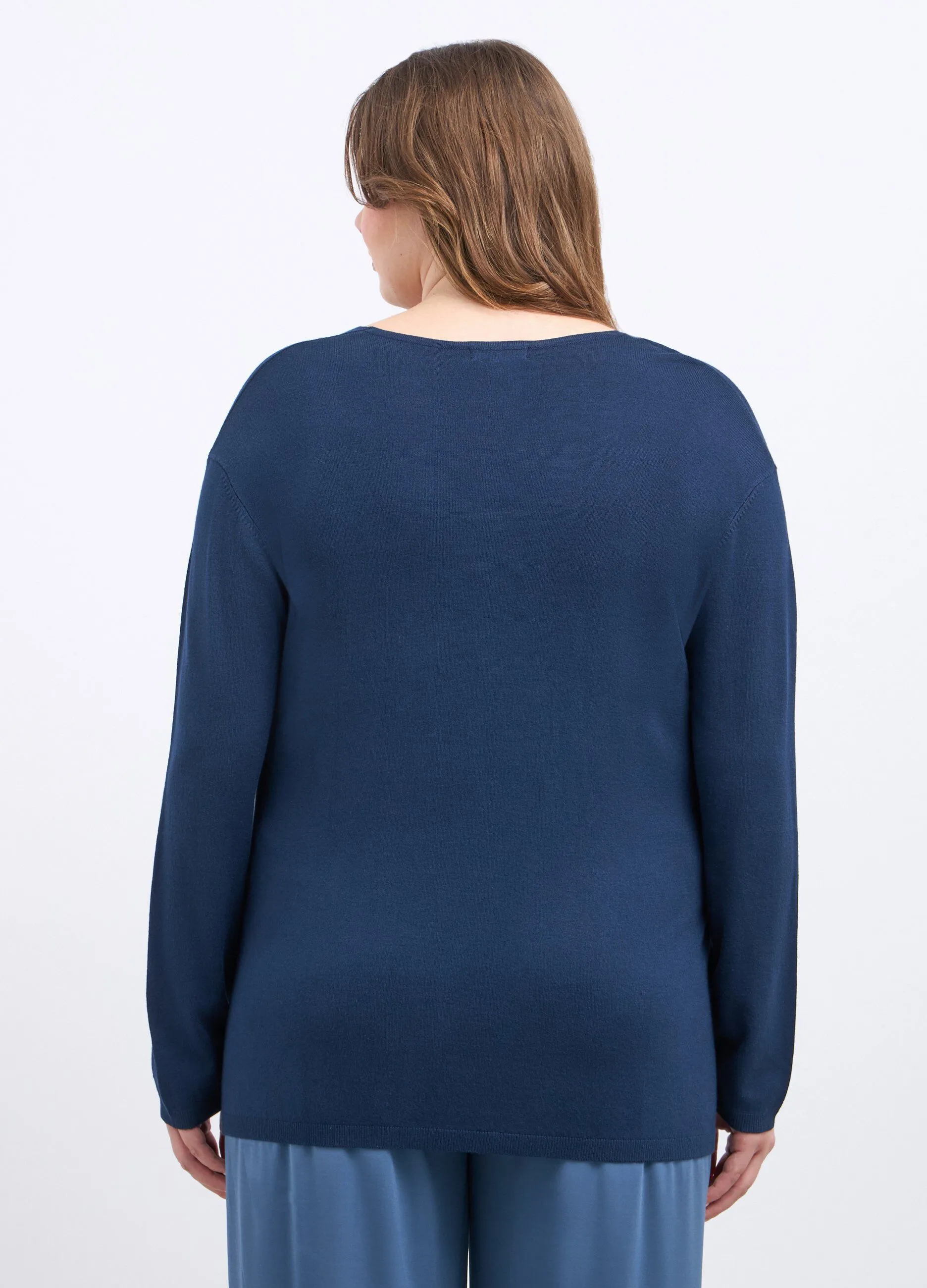Pullover curvy con scollo a V donna